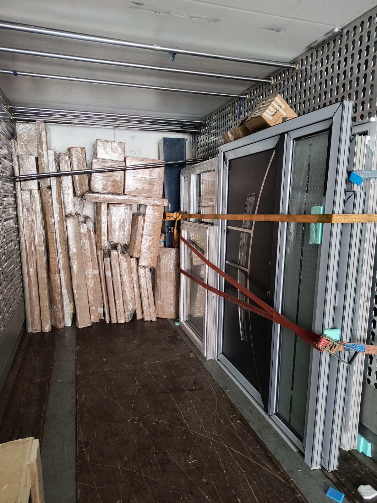 Doors and windows loaded for delivery